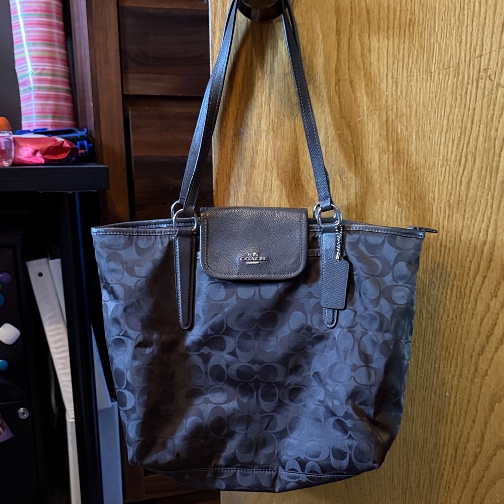 Coach Dark Brown Ward Signature Tote